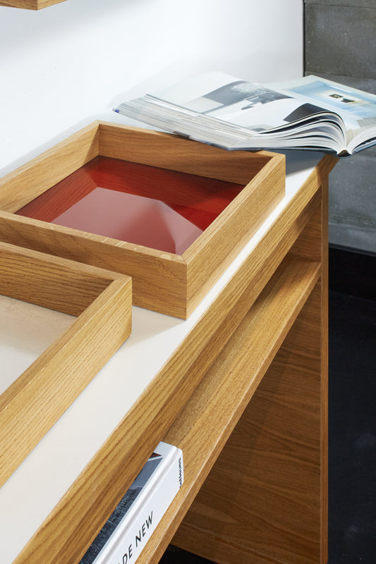 Tray Solitude - oak - glass red