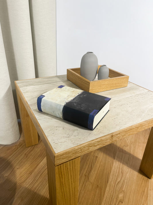 Side table Meierwik - oak oiled / ceramic beige