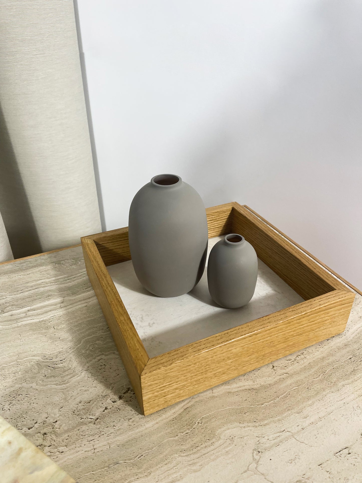 Side table Meierwik - oak oiled / ceramic beige